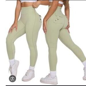 PCHEE BUM Scrunch Pocket Legging Pistachio L